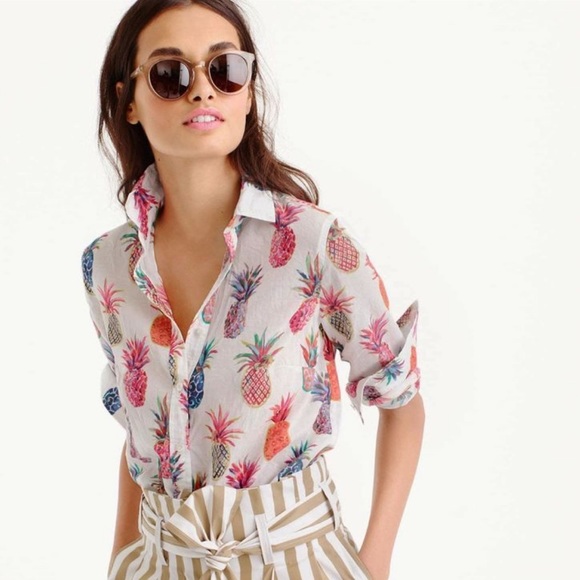 J. Crew Tops - J. Crew Painted Pineapple Popover Top In Ratti Top